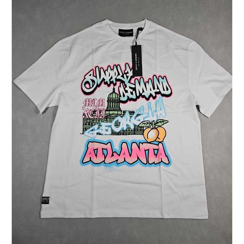 Supply & Demand Mens White Atlanta Georgia Graphic T Shirt Size Large NWT
